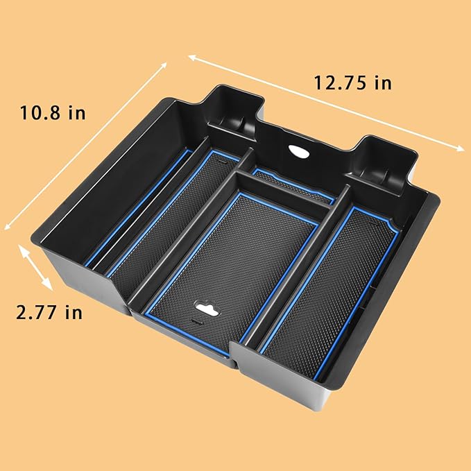 TACOBRO [Full-Coverage Center Console Organizer Compatible with 2019-2022 Chevy Silverado 1500/GMC Sierra 1500 and 2020-2023 Silverado/Sierra 2500/3500HD Accessories, Armrest Insert Tray, Blue