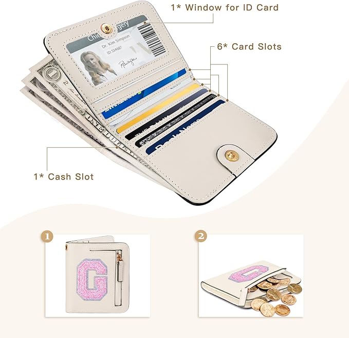 COSHAYSOO Graduation Gifts for Teen Girls Fashion Trendy Wallet Graduates Travel Essentials Purse Personalized Best Friend Sister Birthday Christmas Thanksgiving Gifts Initial Cream Letter G