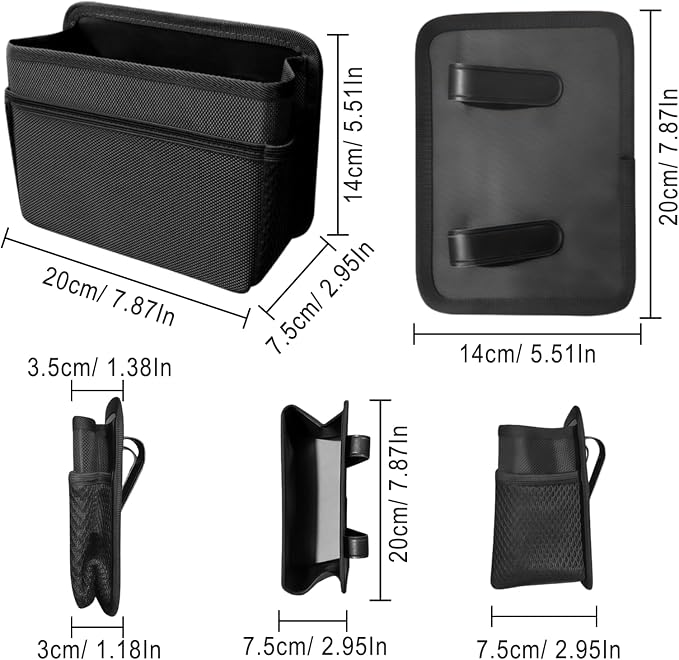 Car Trash Can, Foldable Hanging Vehicle Garbage Organizer Holder, Waterproof Automotive Trash Bag Holder Dustbin Storage Container for Console Door Seat Back SUV (Black)