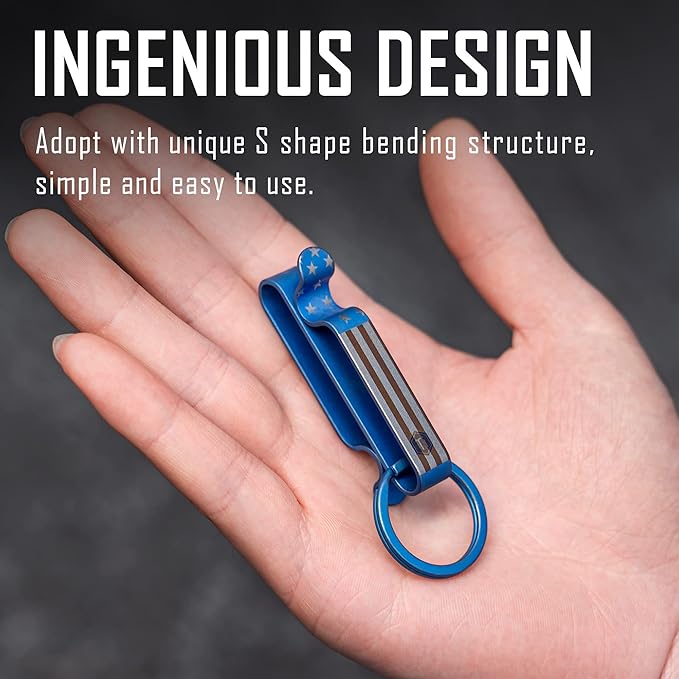 KeyUnity KM00 Titanium Belt Loop Keychain Clip Double Side Quick Release Key Holder with Detachable Key Ring