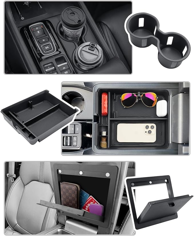 CDEFG Center Console Organizer for 2026 Honda Passport (RTL/TrailSport Elite/TrailSport) Accessories, 2026 Honda Passport Middle Console Cup Holder Armrest Hidden Storage Box(3PCS)