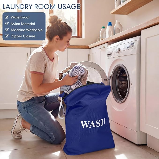 Hsei 4 Pcs Travel Laundry Bags Bulk 22 x 14 Inch Washable Waterproof Wet Dry Bag for Dirty Clothes Gym Foldable Organizer with Zipper Travel Accessoriesfor Swimming Yoga Bathing Suit (Dark Colors)