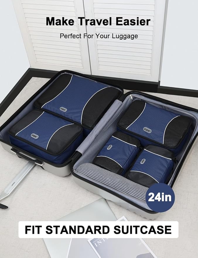 GOX Ultra Light 5 piece Packing Cubes Travel Luggage Organizer 1 Large 2 Medium 2 Small