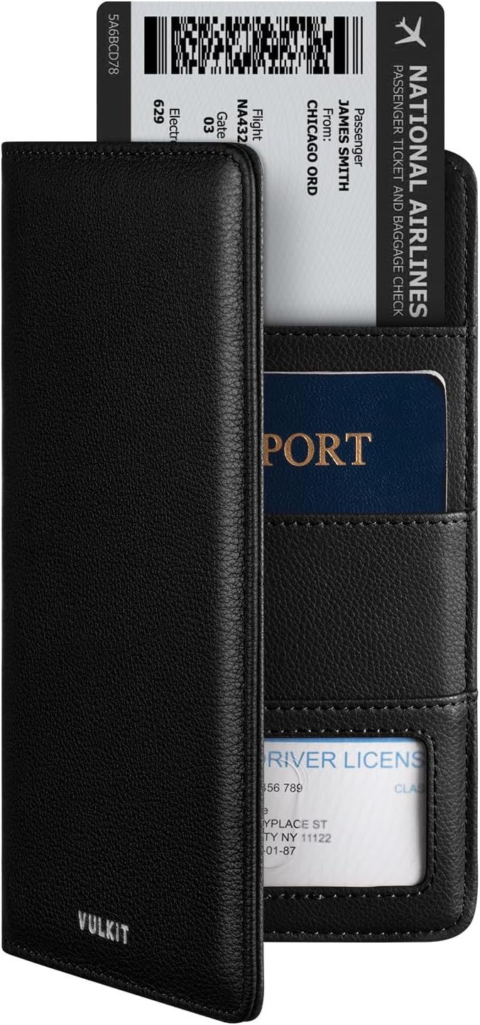 VULKIT Passport Holder Wallet RFID Blocking Travel Wallet for Men & Women