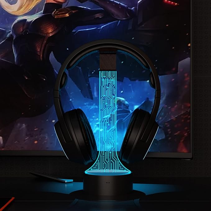 YuanDian Light up Headphone Stand for Desk, Gaming Headset Holder RGB with 16 Color Lights for Game Room Decor, Cool Gamer Gifts for Men Boyfriend （PCB）
