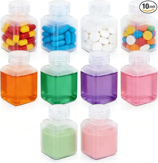 20ml Leak Proof Plastic Bottles with Caps for Liquids Sample, Reusable Small Bottles Containers for Travel, Camping and Hiking (Translucent, 10 Pcs)