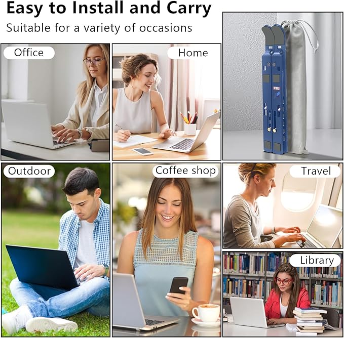 Laptop Stand, Computer Tablet Stand, Adjustable Aluminum Foldable Portable Laptop Holder Riser, Compatible with MacBook Air Pro, Lenovo, HP, Dell, More 10-15.6??Laptops and Tablets (Blue)