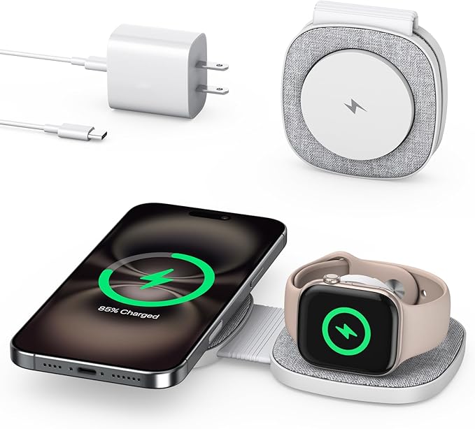Charging Station for Apple Multiple Devicesï¼? in 1 Foldable Wireless Charger for Magnetic Wireless Charger Station Travel Charging Pad for Apple iPhone 17 16 15 14 13 12 Series& Apple Watch& Airpods