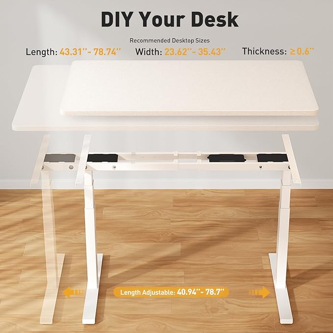 Dual Motor Standing Desk Frame, Height Adjustable Electric Desk Frame (27.5"??6.5"), 160 lbs Capacity, Quiet Sit Stand Desk with Memory Controller, Home Office Desk Frame Black