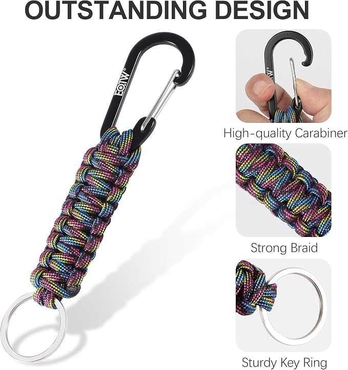 EOTW Carabiner Keychain,Paracord Keychain Small Aluminum Clip D Ring for Camping, Hiking, Fishing, Or As A Key Organizer