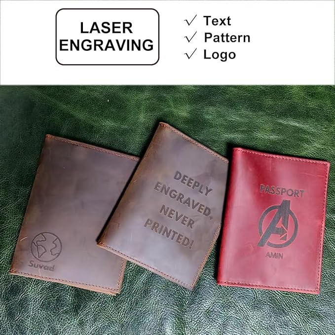 CONTACTS Customized Passport Holder Leather RFID Blocking Passport Wallet Compatible with Airtag Personalized Gift Engrave Name