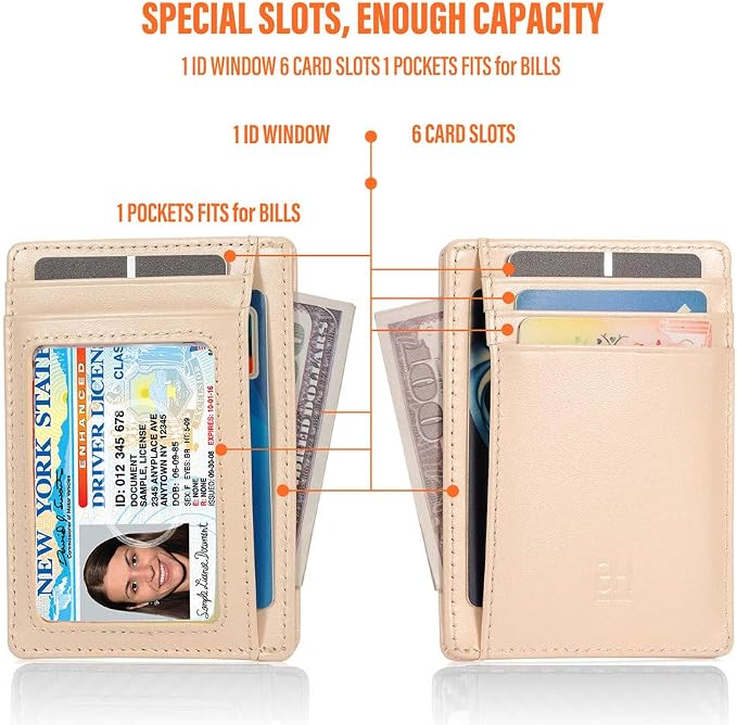 GH GOLD HORSE Slim RFID Blocking Card Holder Minimalist Leather Front Pocket Wallet for Women | Slim