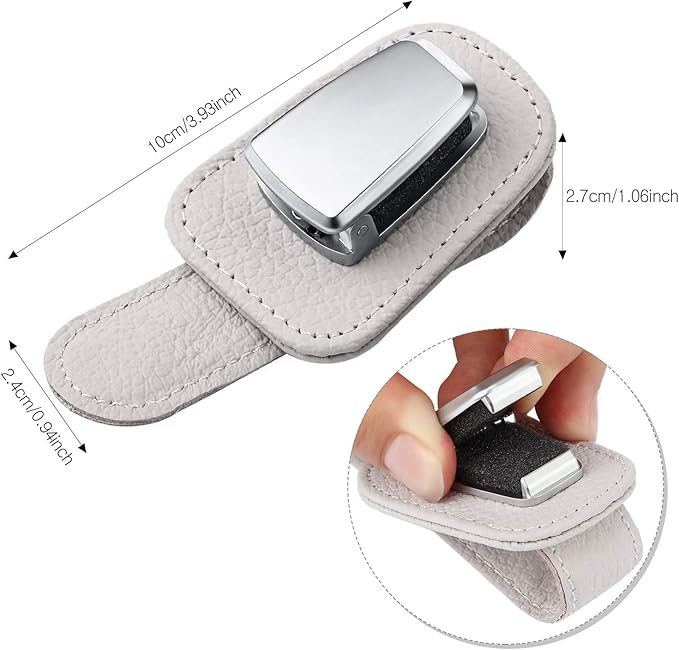 Mudder 2 Packs Sunglasses Holder for Car Universal Visor Sunglasses Holder Clip Leather Eyeglasses Hanger and Ticket Card Clip Eyeglasses Mount for Car(Gray)