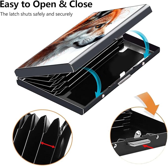 Credit Card Holder Cute Dog Design Mini RFID Blocking Aluminum Wallet Slim Metal Hard Cover Shell Travel Wallet ID Cases Small Credit Cards Case Business Cards for Women Men Girls