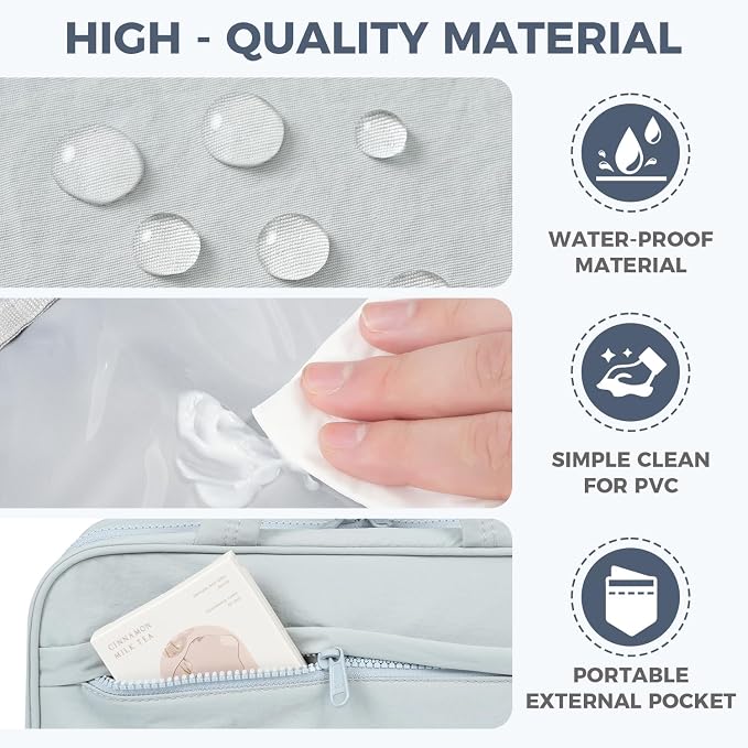 Toiletry Bag for Women, Portable Hanging Organizer, 4 Leakproof Compartments for Full-Sized Conditioners, Brush Sets, Makeup Accessories, Visible and Easy to Access, L, blue