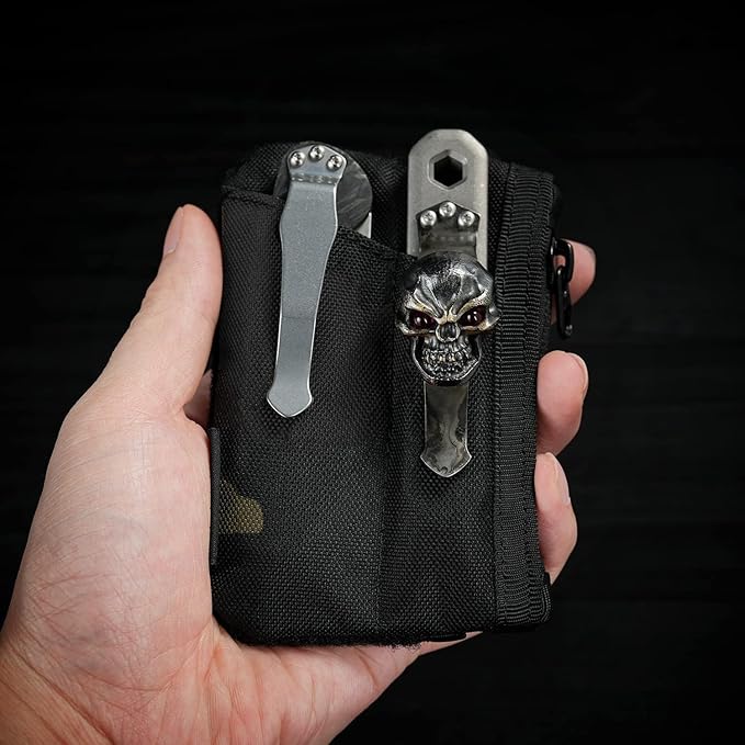 VIPERADE VE17 Small EDC Pouch, EDC Pocket Organizer with DIY Patch Area, Mini EDC Pouch with Zipper Pocket, Small Card Pocket, 2 Slots Pocket for EDC