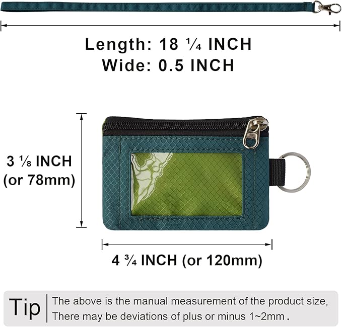 CHENSPRX Minimalist RFID Blocking Small Wallet with ID Window,WaterResistant Zip Id Case Wallet with Lanyard Keychain for Cards,Cash,Travel,Women,Men