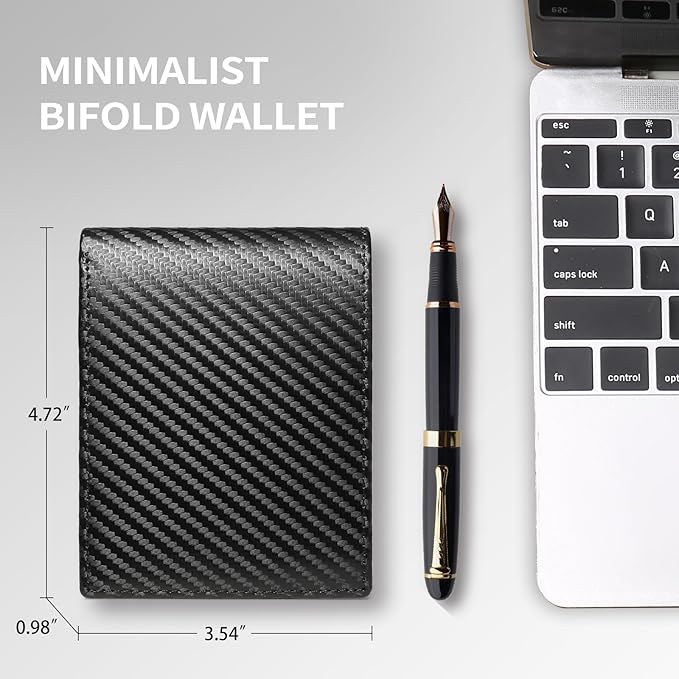 SENDEFN Slim Minimalist Men's Wallet RFID Blocking Leather Bifold Credit Card with 2 ID Window