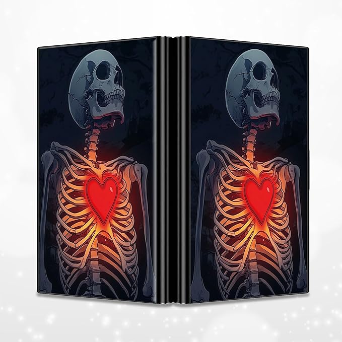 Slim Credit Card Holder, Skull Heart RFID Blocking Metal Wallet for Men & Women, Aluminum Minimalist Hard Case Pocket-Sized Business Cards Organizer (Fits Up to 10 Cards)