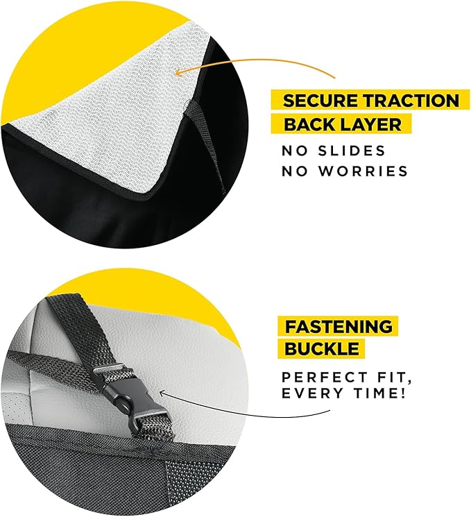 lebogner Car Seat Protector for Baby and Child – Non-Slip, Thick Padded Cover with 2 Mesh Pockets – 1 Pack