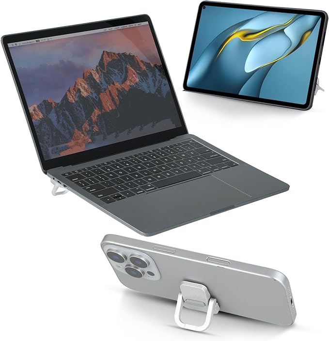 Apausvcm 2Pcs Keyboard Riser, Self-Adhesive Mini Keyboard Stand for Desk Portable Laptop Feet Foldable Keyboards Lift for Most Keyboards (Silver)