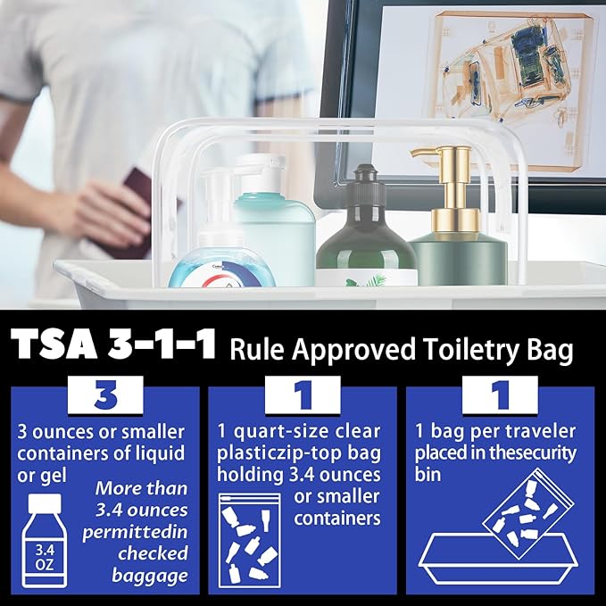 YedsIntu 16 Pack Waterproof Cosmetic Bag TSA Approved Toiletry Bag, Portable Travel Pouch with Zipper, Vinyl Plastic Organizer Storage for Men and Women (White-L)