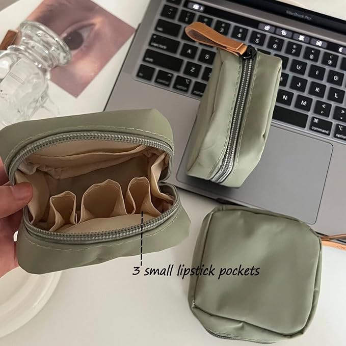 Hekyip Mini Cosmetic Bag, Travel Makeup Pouch, Portable Waterproof Cosmetic Pouch for Ladies Women, Mini (Mini Grayish)