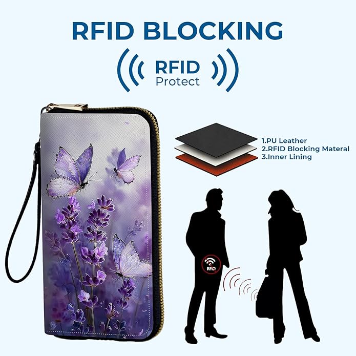 Wristlet Wallet for Women, RFID Blocking Phone Wallet, Large Capacity Zip Around Clutch, Fits iPhone 15 Pro Max, Travel Organizer Purse