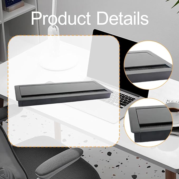 Desk Cable Management Box Power Strip Holder Aluminum Alloy Efficient Space Saving Wire Hide Desk Cord Organizer, for Kitchen, Black