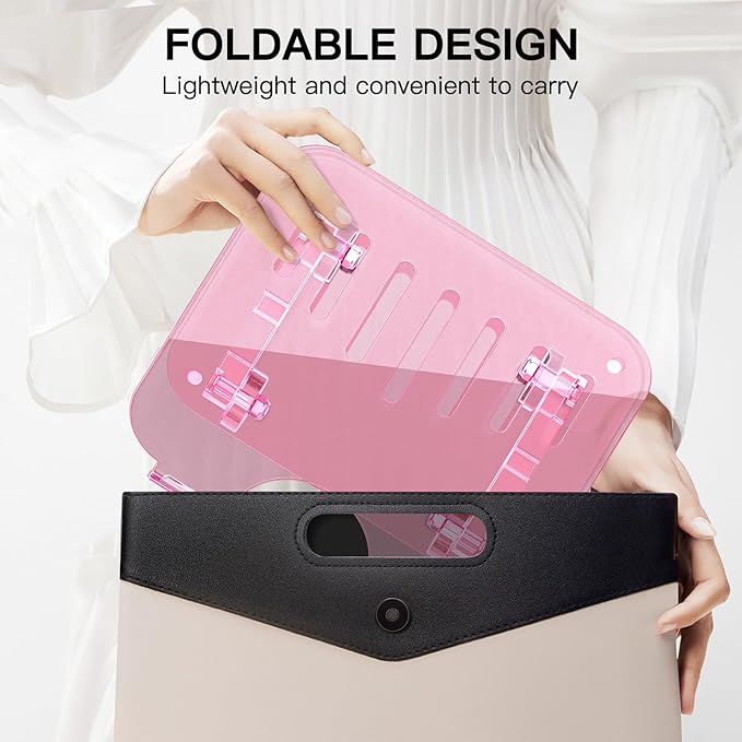 Pink Acrylic Adjustable Laptop Stand,Adjustable Height Foldable Laptop Riser for Desk, Clear Portable Laptop Holder Ergonomic Computer Stand,Compatible with 10-17.3??Laptops (Pink)