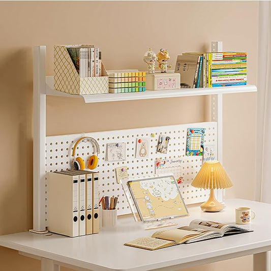 Gtzly Desk Pegboard, Clamp On Desk Organizer Shelf, Desk Extender Side Table Clamp-on Above Desktop Storage ShelfSmall Desk Extension Shelving Unit(Size:80 * 20 * 66cm/31.5 * 7.8 * 26in)