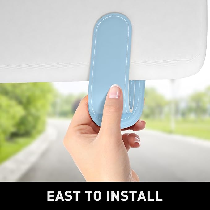 Sunglasses Holder for Car Visor, Magnetic Leather Car Sunglass Holder, Car Sun Visor Glasses Hanger Clip, Car Interior Accessories for Women Men, Fits All Size Eyeglasses