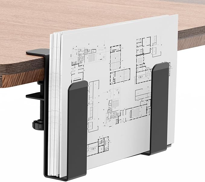 Adjustable Side Laptop Mount, No Drill Desk Storage Organizer, Metal Hanging Notebooks Holder, Punch-Free Clamp for MacBook Pro, Documents with Anti-Scratch Silicone