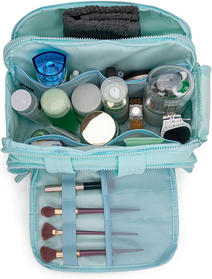 Montana West Travel Toiletry Bag for Women, Large Capacity Makeup Organizer, Lightweight Puffy Cosmetic Bag with Waterproof Lining, Front & Back Zipper Pockets, Travel Essentials Bag