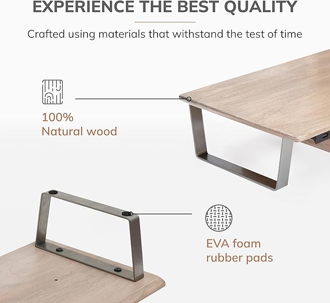 Anji Mountain Monitor Stand - Desktop Organizer & Laptop Riser, Ergonomic Monitor Riser, Space-Saving Monitor Stand for Desk, Durable Construction, Easy Assembly, Ideal for Home & Office,Biscotti