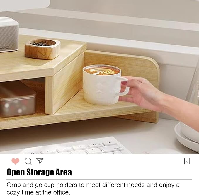 Kunovo Corner Monitor Stand with Double Storage Space, Ergonomic Triangle Desktop Corner Shelf, Save Space Desk Organizer Shelf for Office/Home (Color : Oak)