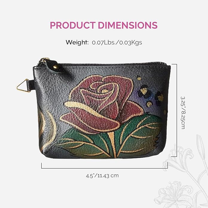 Anna by Anuschka Women's Hand Painted Leather Coin Pouch Purse