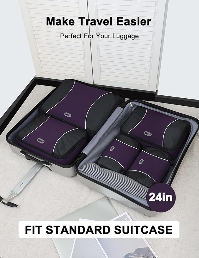 GOX Ultra Light 5 piece Packing Cubes Travel Luggage Organizer 1 Large 2 Medium 2 Small