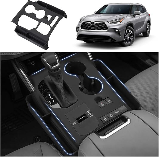 Autorder Silicone Center Console Organizer for 2020-2022 Toyota Highlander Accessories Seat Gap Storage Box Soft Gear Shift Panel Trim Cover