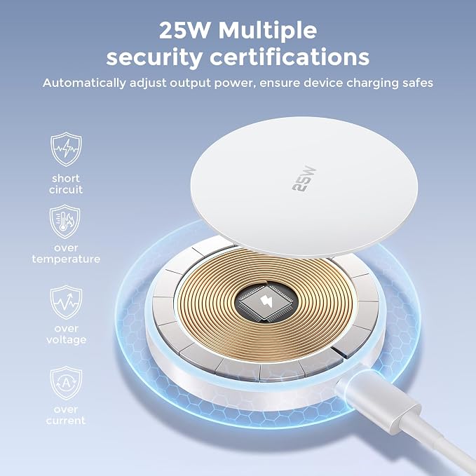 MagSafe Charger 25W Magnetic Wireless Charger Fast Charging Pad with 30W Adapter&4.2FT Type C Cable Compatible with iPhone 17/16/15/14/13/12 Series & AirPods 4/3/2/Pro