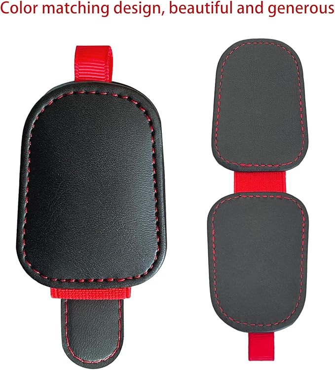2 Pack Sunglasses Holder for Car Visor, Magnetic Leather Eyeglass Clip, Applicable to Most Eyeglasses,Ticket，Notes and Non-Magnetic Cards, etc. (Black)