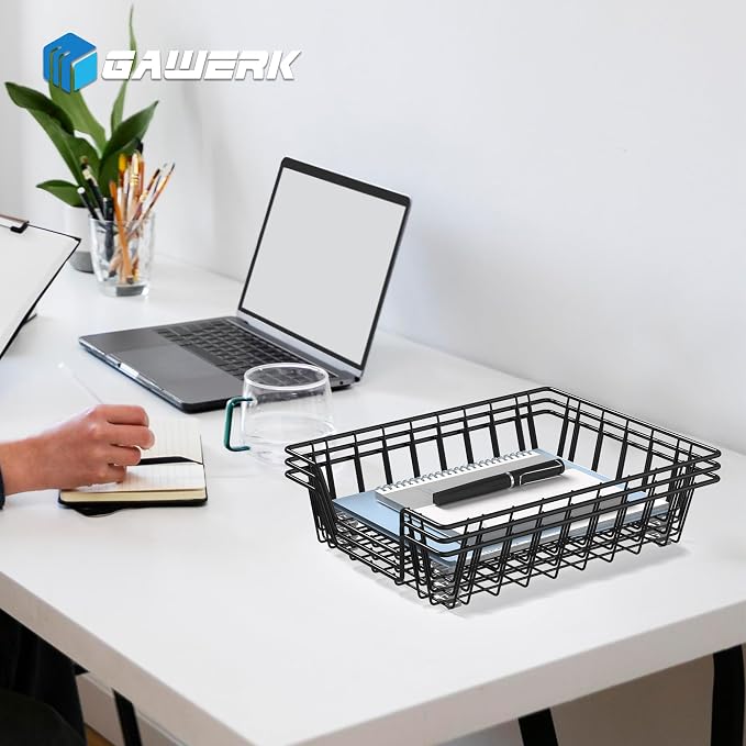 Gawerk Letter Desk Tray Organizer, A4 File Tray Magazine Files Storage Basket Organizer Bin (2)