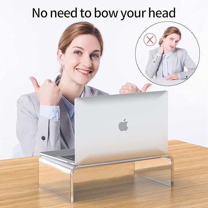 Acrylic Monitor Stand Riser Acrylic Laptop Stand Riser PC Holder Clear Computer Monitor Stand for Desk White Laptop Stand for Desk Compatible with iMac MacBook All Notebooks