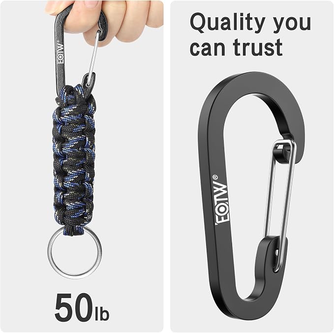 EOTW Carabiner Keychain,Paracord Keychain Small Aluminum Clip D Ring for Camping, Hiking, Fishing, Or As A Key Organizer