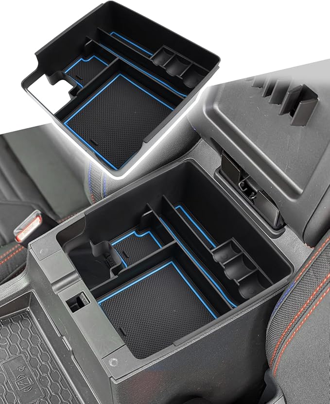 CDEFG 2022 2023 Ni*ssan Frontier SR5, SR5 S, SV, Midnight Edition, Pro-X and Pro-4X Center Console Organizer Tray Armrest Storage Box Insert (blue)