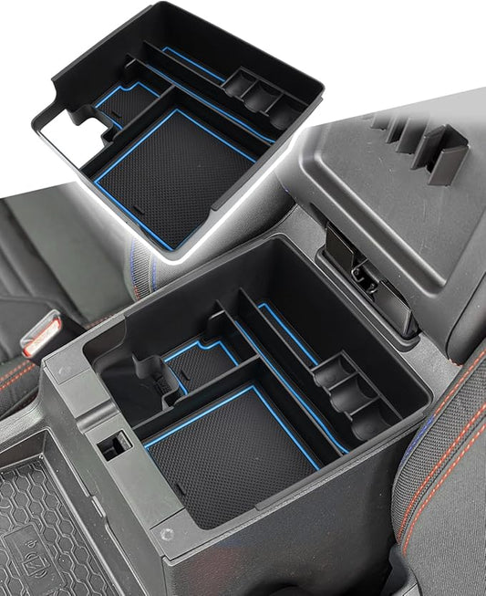 CDEFG 2022 2023 Ni*ssan Frontier SR5, SR5 S, SV, Midnight Edition, Pro-X and Pro-4X Center Console Organizer Tray Armrest Storage Box Insert (blue)