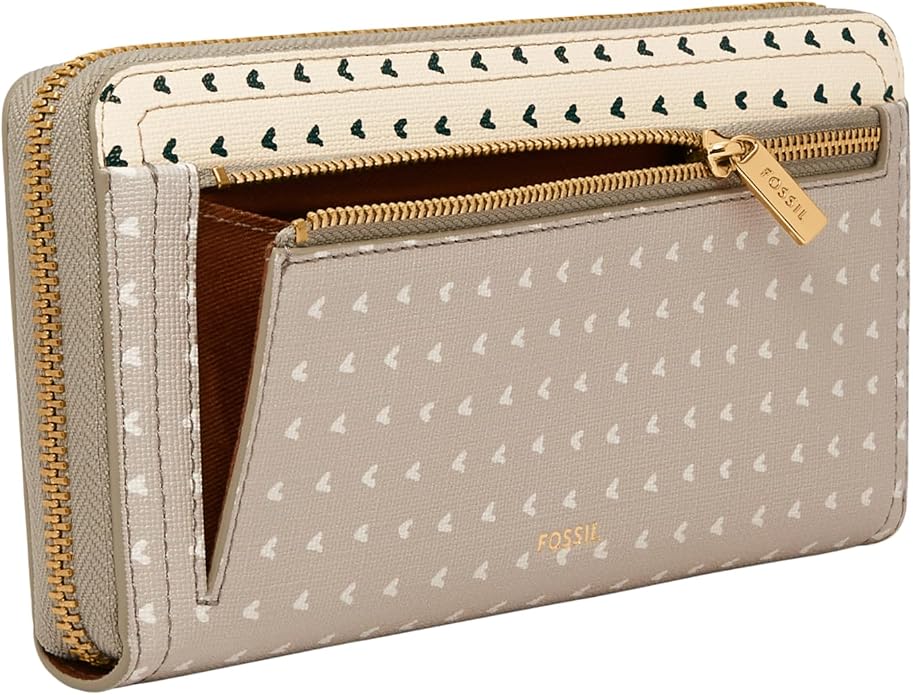 Fossil Women's Logan Leather RFID-Blocking Zip Around Clutch Wallet with Wristlet Strap for Women