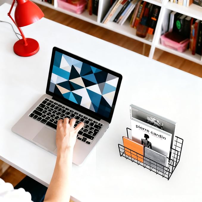 3-Slot Metal Mesh Desk Mail Organizer, Letter Sorter File Holder for Office & Home, 2PCS (Black)