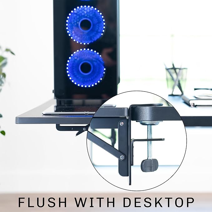 VIVO Clamp-on 36 x 12 inch Foldable Desk Extender, Wrist Support Arm Rest, Office Keyboard Tray, Side Table Extension Attachment, Black, DESK-EXT36