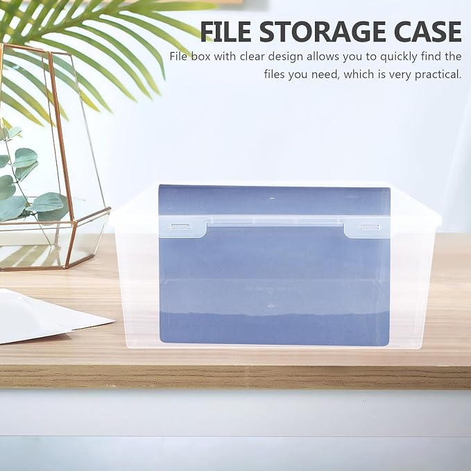 Portable Plastic Document Storage Box with Lid, High Capacity A4 File Organizer for Office and Home, Stackable Desktop File Holder for Certificates and Photo Storage